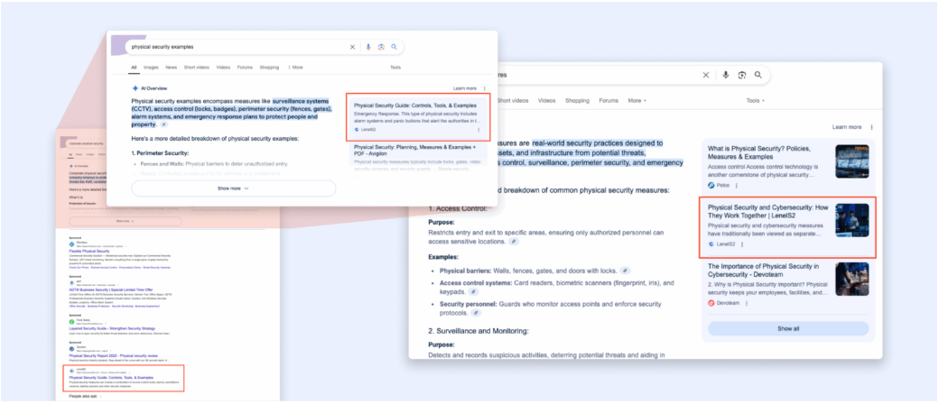 AI SEO SERP results — Pixelo Digital clients ranking on Google